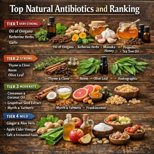 TOP NATURAL ANTIBIOTICS, RANKED FROM STRONGES TO MILDEST: