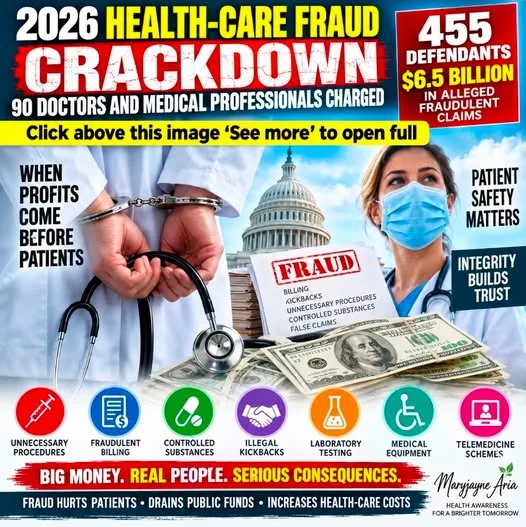 THE 2026 HEALTHCARE FRAUD CRACKDOWN: 90 DOCTORS AND MEDICAL PROFESSIONALS CHARGED.